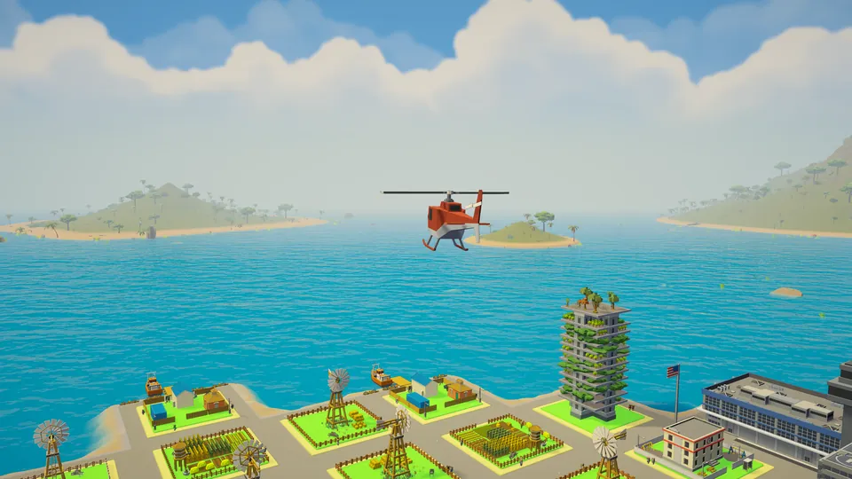 A helicopter over the city